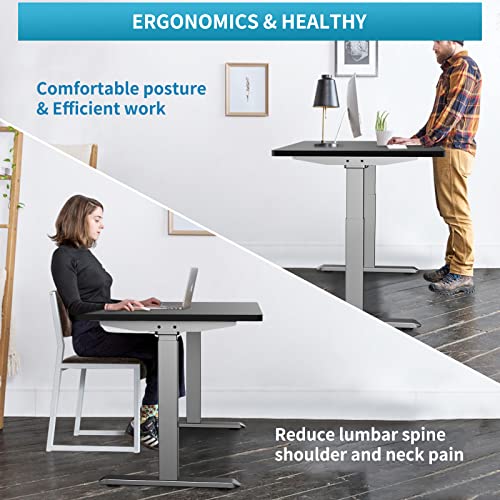 ERGOMORE Standing Desk Frame Dual Motor Height Adjustable Desk Frame Standing Desk Legs with Memory Preset & USB Port for Home and Office (Black)