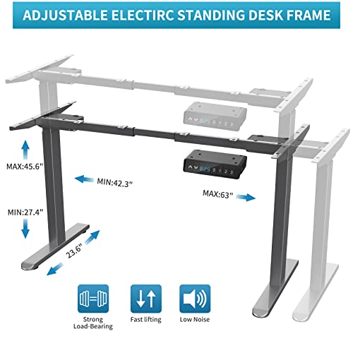 ERGOMORE Standing Desk Frame Dual Motor Height Adjustable Desk Frame Standing Desk Legs with Memory Preset & USB Port for Home and Office (Black)