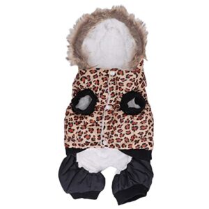dog fleece hoodie, leopard print thicken pet warm coat vest clothes apparel for small medium dogs s