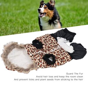 Dog Fleece Hoodie, Leopard Print Thicken Pet Warm Coat Vest Clothes Apparel for Small Medium Dogs S
