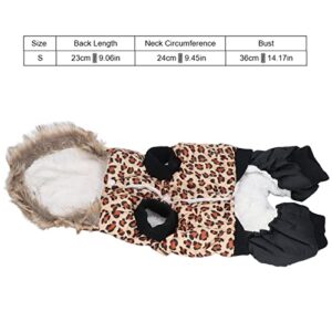 Dog Fleece Hoodie, Leopard Print Thicken Pet Warm Coat Vest Clothes Apparel for Small Medium Dogs S