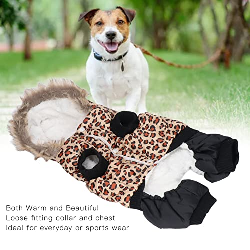 Dog Fleece Hoodie, Leopard Print Thicken Pet Warm Coat Vest Clothes Apparel for Small Medium Dogs S