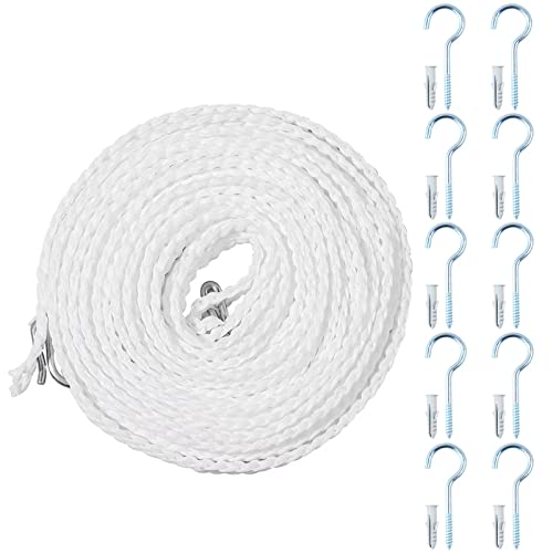 Windproof Clothesline,Travel Clothesline, Camping Clothesline, Durable Travel Clothes Line Rope, Portable Clothes Drying Line, Suitable for Outdoor and Indoor（White）