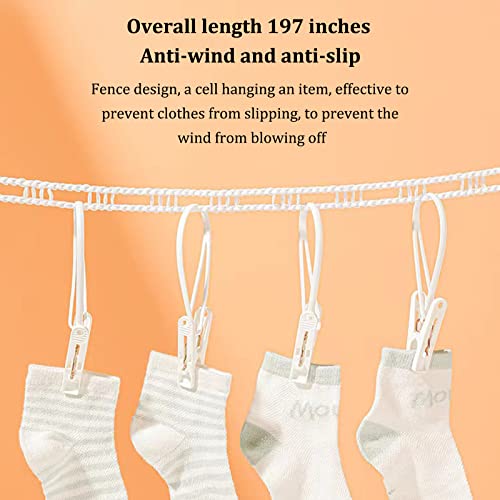 Windproof Clothesline,Travel Clothesline, Camping Clothesline, Durable Travel Clothes Line Rope, Portable Clothes Drying Line, Suitable for Outdoor and Indoor（White）