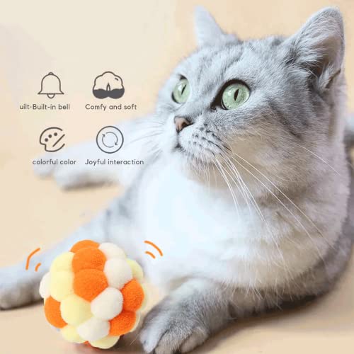 Trumoon Cat Toy Set, Cat Caterpillar Wand Toy & Hanging Interactive cat Toys & Cat Fuzzy Balls with Bell for Indoor Cats Kitten Play Chase Exercise (Snowman)