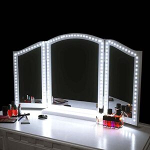 snpde led vanity mirror lights for makeup dressing table vanity set, 13ft zigzag flexible led strip light kit (mirror not include)