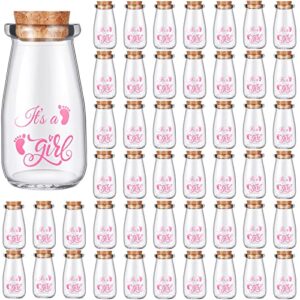 sieral 48 pcs 3.4 oz small glass bottles favor jars with cork lids baby shower decorative milk jar for party candy decorations souvenirs (it's a girl)