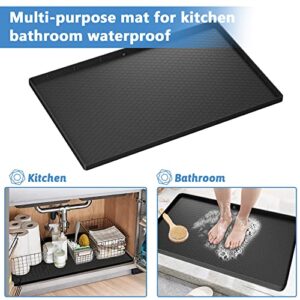 Under Sink Mat for Kitchen Waterproof, 34" x 22" Sink Cabinet Protector Mat Silicone Under Sink Liner Drip Tray with Drain Hole, Cabinet Protection Mat for Kitchen, Holds up to 2 Gallon Liquiq