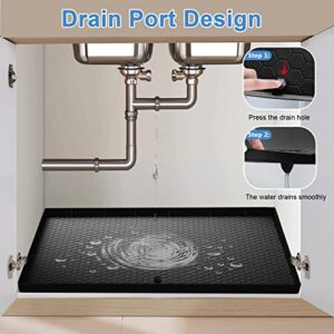 Under Sink Mat for Kitchen Waterproof, 34" x 22" Sink Cabinet Protector Mat Silicone Under Sink Liner Drip Tray with Drain Hole, Cabinet Protection Mat for Kitchen, Holds up to 2 Gallon Liquiq