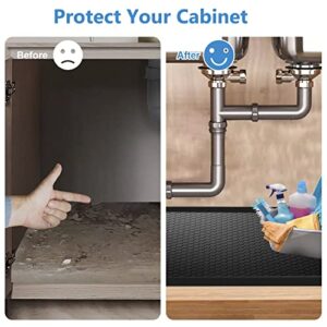 Under Sink Mat for Kitchen Waterproof, 34" x 22" Sink Cabinet Protector Mat Silicone Under Sink Liner Drip Tray with Drain Hole, Cabinet Protection Mat for Kitchen, Holds up to 2 Gallon Liquiq