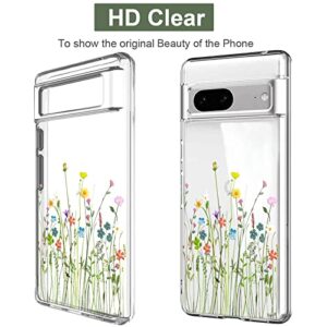 Unov Compatible with Pixel 7 Case Clear with Design Soft TPU Shock Absorption Slim Embossed Pattern Protective Back Cover for Pixel 7 5G 6.3inch (Flower Bouquet)