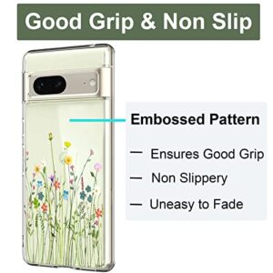 Unov Compatible with Pixel 7 Case Clear with Design Soft TPU Shock Absorption Slim Embossed Pattern Protective Back Cover for Pixel 7 5G 6.3inch (Flower Bouquet)