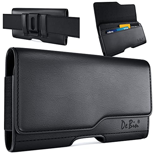 DeBin Case for Galaxy S23, S22, S21, S20, S10, S9, A10e, A01, S21 FE, Cell Phone Belt Holder Case with Clip Holster Pouch Cover ID Card Holder (Fits Samsung Phone with Otterbox Commuter Case on) Black
