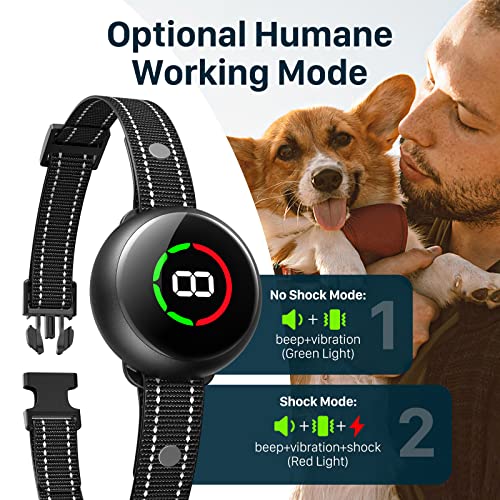 NBJU Rechargeable Anti Barking Collar with 5 Adjustable Sensitivity, Optional Beep Vibration Shock Mode, Humane Dog Training Collar for Large Medium Small Dogs, IP67 Waterproof