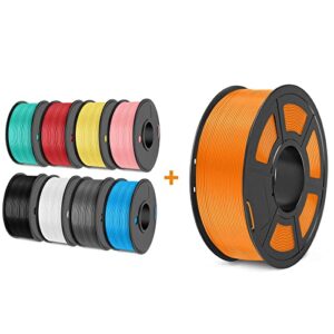 【pla-meta & pla plus】sunlu 3d printer filament pla-meta 1.75mm, dimensional accuracy +/- 0.02 mm, 250g*8 rolls, black+white+grey+blue+green+red+yellow+pink & pla+ 1kg, orange
