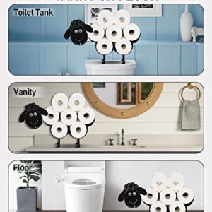 Sheep Toilet Paper Holder Stand, Cute Metal Wall Mount Toilet Paper Storage for 8 Rolls, Funny Animal Handwork Bathroom Gift Tissue Organizer Baskets