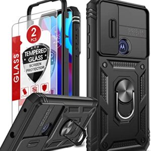 LeYi for Moto G Pure Case: Motorola G Power 2022 Case with Slide Camera Cover + 2 Pack Screen Protector, Military Grade 360 Full Body with Kickstand Case for Moto G Pure/G Power 2022, Black