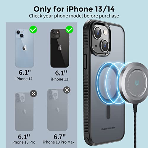 UNBREAKcable Magnetic Case for iPhone 13, [Compatible with MagSafe] [Military Grade Shockproof] [Ultra-Slim] [Non-Slip] Matte Back& Soft Silicone Airbag Bumper for Apple 6.1"– Black (UBHP455)