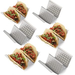 taco holders stainless steel taco holder stands set of 6 each taco rack holds 2 soft & hard shell tacos for taco rack, taco shell holder, taco tray, oven, grill