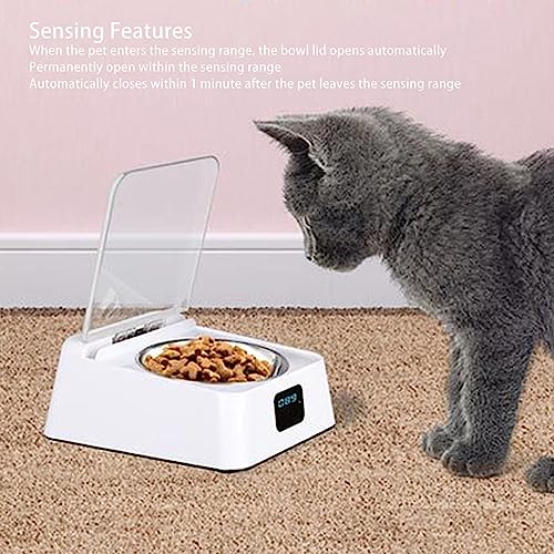 Zerodis Automatic Cat Feeder Pet Smart Feeder Induction Cat Food Dispenser Lid Opening Rechargeable Dog Cat Feeding Bowl for Small Medium Pet 350ml Pet Dry Food