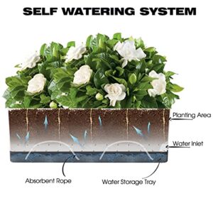 Vugosson Self Watering Planters Pots for Indoor Plants, 7 Pack 4+8+17 Inch Plastic Window Boxes Planters Herb Planter, Rectangle Rectangular Planter Windowsill Planters with Drainage and Saucer