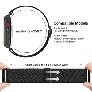 CTYBB 4 Pack Stretchy Nylon Solo Loop Bands Compatible with Apple Watch 40mm 38mm 44mm 49mm 45mm 42mm 41mm, Adjustable Braided Elastic Sport Straps Womens Men Wristbands for iWatch Series 8 7 6 5 4 3 2 1 SE Ultra