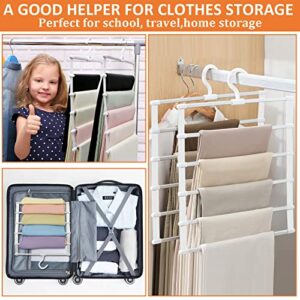 2 Pack Pants-Hangers,Closet-Organizers-and-Storage Space Saving Hangers for College-Dorm-Room-Essentials,Non Slip Wardrobe-Closet-Organizer Alloy Magic Pants Jeans Trousers Towels Scarf Clothes Hanger