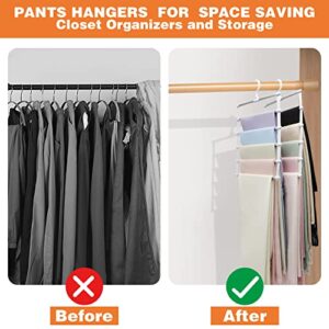 2 Pack Pants-Hangers,Closet-Organizers-and-Storage Space Saving Hangers for College-Dorm-Room-Essentials,Non Slip Wardrobe-Closet-Organizer Alloy Magic Pants Jeans Trousers Towels Scarf Clothes Hanger