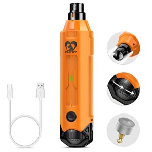 casfuy 6-speed dog nail grinder - newest enhanced pet nail grinder super quiet rechargeable electric dog nail trimmer painless paws grooming & smoothing tool for large medium small dogs (orange)