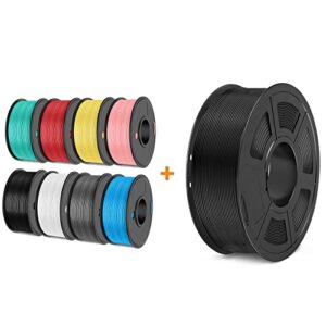 【pla-meta & pla plus】sunlu 3d printer filament pla-meta 1.75mm, dimensional accuracy +/- 0.02 mm, 250g*8 rolls, black+white+grey+blue+green+red+yellow+pink & pla+ 1kg, black