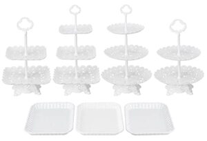 set of 7 pieces cupcake stands plastic dessert stand cupcake holder plate serving tray fruit plate for wedding birthday party fruits desserts candy bar display white