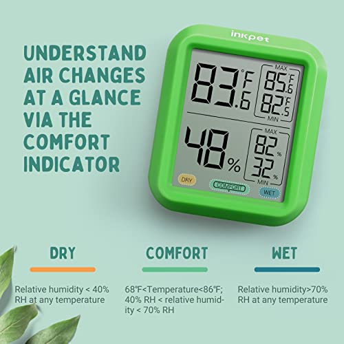 INKPET Reptile Terrarium Thermometer Hygrometer with Max/min Record Digital Display for Bearded Dragon Tank Accessories, Leopard Gecko, Tortoise Habitat, Crested Gecko TR-1A