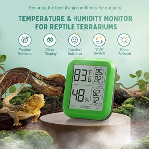 INKPET Reptile Terrarium Thermometer Hygrometer with Max/min Record Digital Display for Bearded Dragon Tank Accessories, Leopard Gecko, Tortoise Habitat, Crested Gecko TR-1A