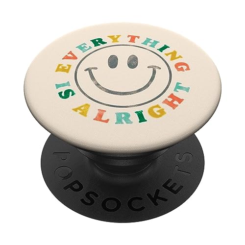 Happy positive quote preppy aesthetic beige smile face PopSockets Standard PopGrip