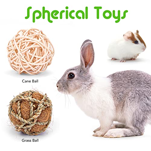 VESPRO Bunny Toys for Rabbits Hamster/Guinea Pig Toys Natural Timothy Hay Sticks Chew Treats and Balls for Rabbit, Bunny, Chinchilla, Guinea Pig, Hamster, Bunny Teeth Care