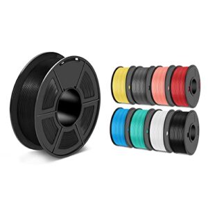 sunlu 3d printer filament pla-meta 1.75mm, dimensional accuracy +/- 0.02 mm, 250g*8 rolls, black+white+grey+blue+green+red+yellow+pink & pla-meta 1kg, black