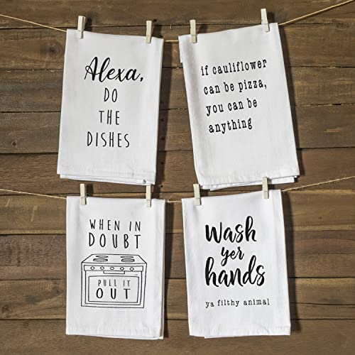 MAINEVENT Funny Kitchen Towel 4 Pack 18x24 Inch, Set of 4 Cute Kitchen Towel, Funny Dish Towel Saying, Funny Housewarming Gift Funny Hand Towel Alexa Do The Dishes Kitchen Towel Cute Funny Dish Towel