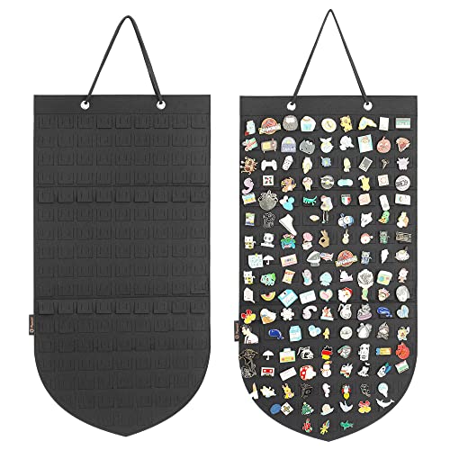 Hanging Brooch Pin Storage Organizer, Pin Wall Display Banner for Display Pins, Buttons and Lapel Collections, Brooch Pin Collection Storage Holder Holds Up to 141 Pins. (Black 1)