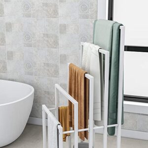 BOFENG 5 Tiers White Metal Towel Rack Freestanding Towel Holder Drying Shelf Stand Towel Bar Storage Ladder with Shelf Bathroom Accessories Organizer Bath Storage,Hand Towels,Washcloths,Kitchen Cloth