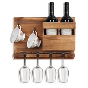 wgfkvas wine rack wall mounted with glass holder and cup hook, thickened pine wood wine shelf rustic wine display storage rack, gifts for wine lovers, mother's day, birthday