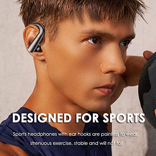 Wireless Earbuds Bluetooth Headphones with Earhooks Waterproof IPX7 Over the Ear Buds Wireless Bluetooth Sports Workout Earbuds with LED Display for Gym Running Exercise Fitness with Microphone