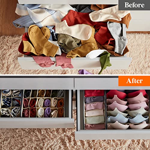 Lifewit 4 PCS Drawer Underwear Organizers, Bundle with 6 PCS Drawer Underwear Organizers, Beige