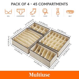 Lifewit 4 PCS Drawer Underwear Organizers, Bundle with 6 PCS Drawer Underwear Organizers, Beige