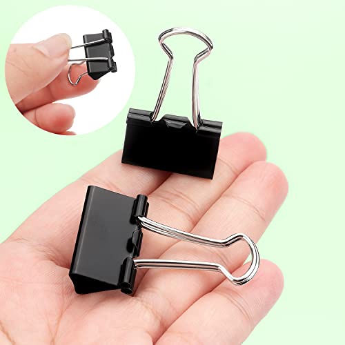 Black Binder Clips Paper Clamps Clips Small Size, 1.0 Inches, 36 Pack