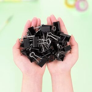 Black Binder Clips Paper Clamps Clips Small Size, 1.0 Inches, 36 Pack