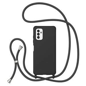 ztofera crossbody case for samsung galaxy a13 5g with lanyard strap adjustable rope liquid silicone soft cover,black