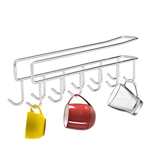 Baitaihem 12 Hook Mug Rack Cup Holder Under Cabinet Tea Mug Holder Wardrobe Organizer Hanging Hook Rack Holder