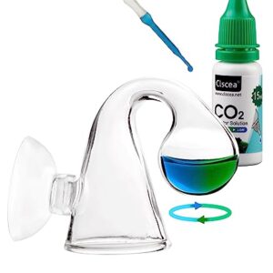 Clscea Aquarium CO2 Drop Checker CO2 Indicator (Glass Checker+15ml)