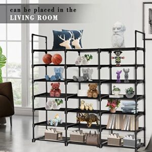 7-Tier Shoe Rack Storage Organizer for Closet, 42 Pairs Shoes and Boots Shelf Organizer, Durable Metal Pipes and Plastic Connectors Shoe Shelf Organizer for Entryway, Hallway, Living Room, Black