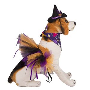 ADOGGYGO Halloween Dog Costume, Halloween Dog Bandana Hat Tutu Set, Purple Dog Halloween Costume Halloween Hat Bandana Costumes for Dogs Pets